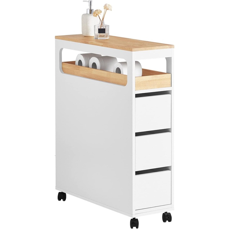 Storage Cart Narrow Cabinet Wheels Tray Drawers V178-67884
