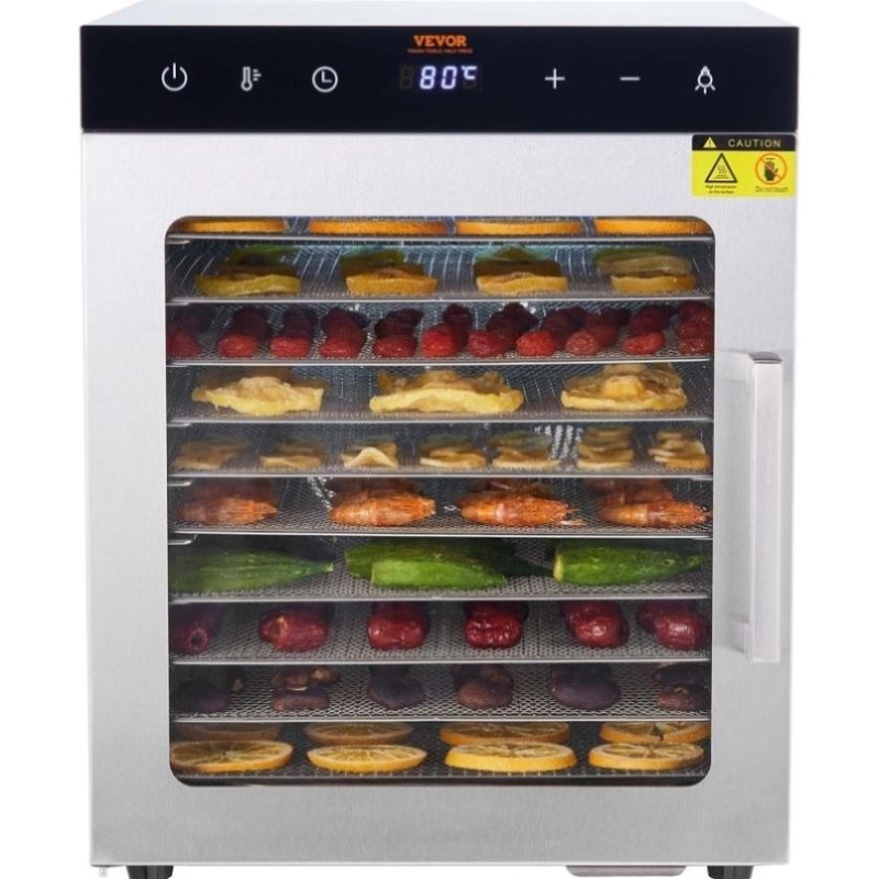 VEVOR 10 Trays Food Dehydrator Machine Stainless Steel 800W Jerky Fruit Drying V952-SPF100548800WDQGIV3