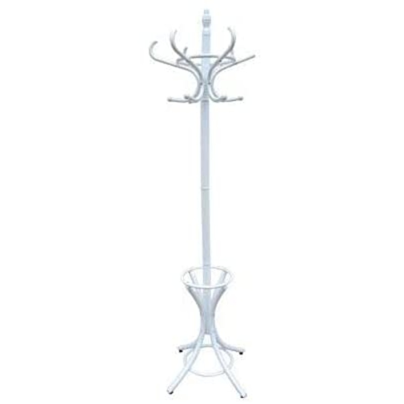 White Coat Rack with Stand Wooden Hat and 12 Hooks Hanger Walnut tree V178-13372