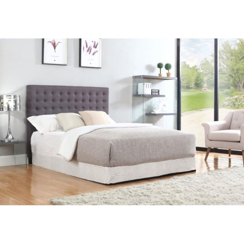 Bed Head Queen Charcoal Headboard Upholstery Fabric Tufted Buttons V43-BED-CILNQCH