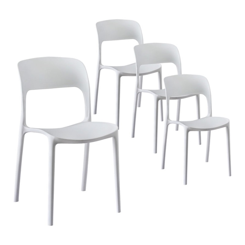 Gardeon 4PC Outdoor Dining Chairs Stackable PP Patio Chair Garden Furniture White ODF-CHAIR-PPTX14-WH-4X