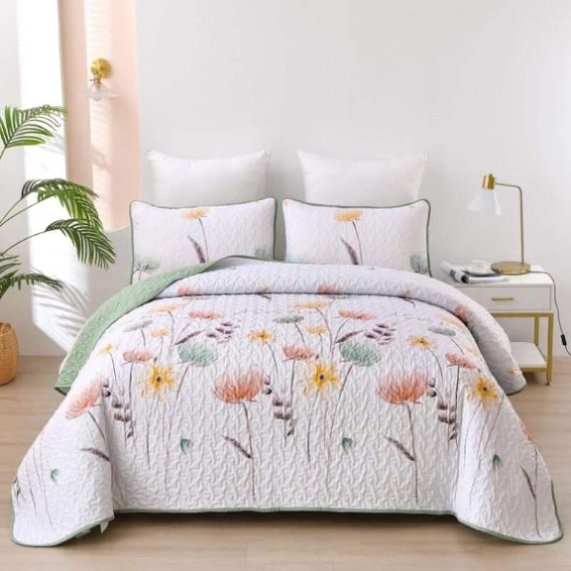 Intricate Quilted Coverlet and Pillowcases Set: A Work of Art for Your Bedroom – Queen size V745-MAC080646Q13U