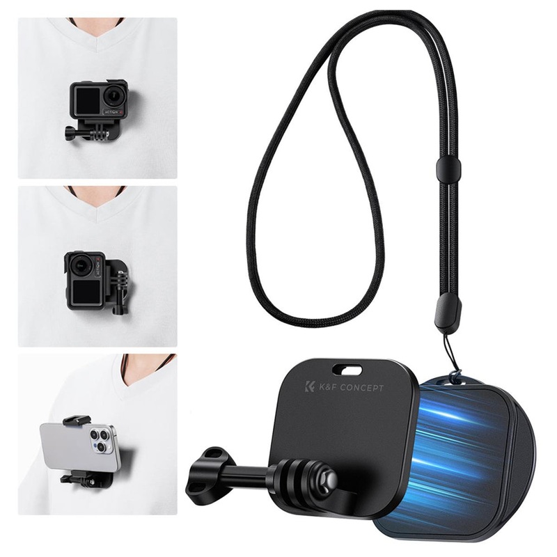K&F Concept Magnetic Chest Mount / Neck Bracket with 360 / 180 Rotation for Smartphones and GoPro DJI Insta360 Action Cameras – POV Point of View Recording, Hands-Free Vlogging, Video Content Creation | KF31-116 SKU-2288