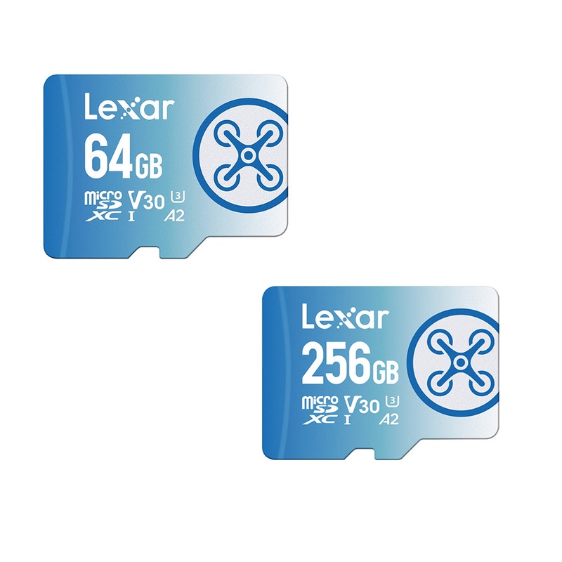 Lexar Professional 256GB 64GB FLY Series MicroSDXC UHS-I V30 A2 U3 Class 10 Micro SD Card with 4K UHD Video Recording, Max 160MB/s Read, 90MB/s Write Speeds for Drone Cameras and Other Devices