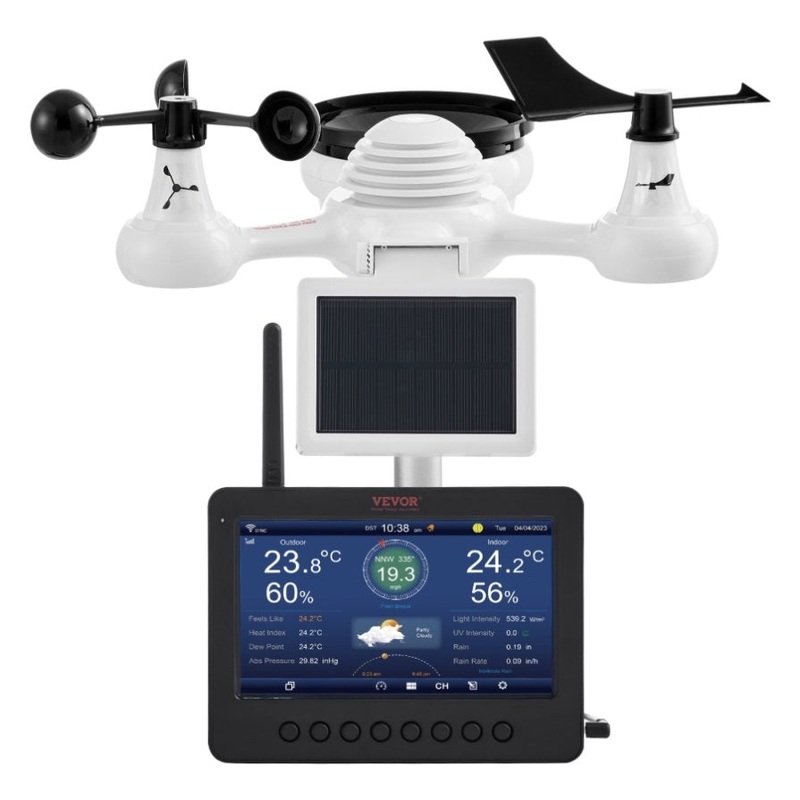 VEVOR 7-in-1 Wi-Fi Weather Station 177.8 mm TFT Display Wireless Outdoor Sensor V952-TYN70TFTWIFI71ZZTV3