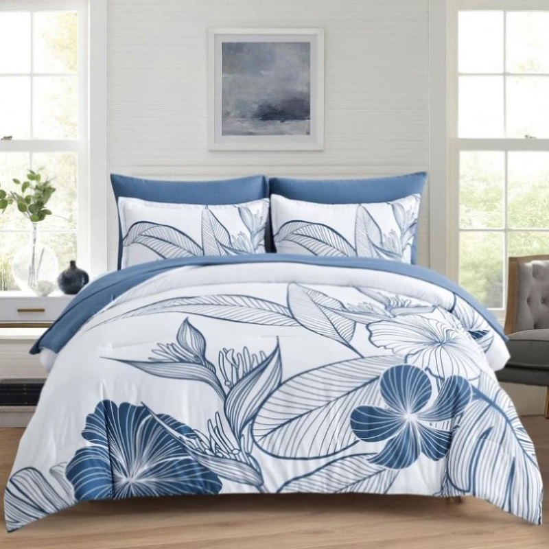 Warm Floral Comforter Set, King Size, Plush Winter Bedding with Pillowcases V745-MAB010944AJ3