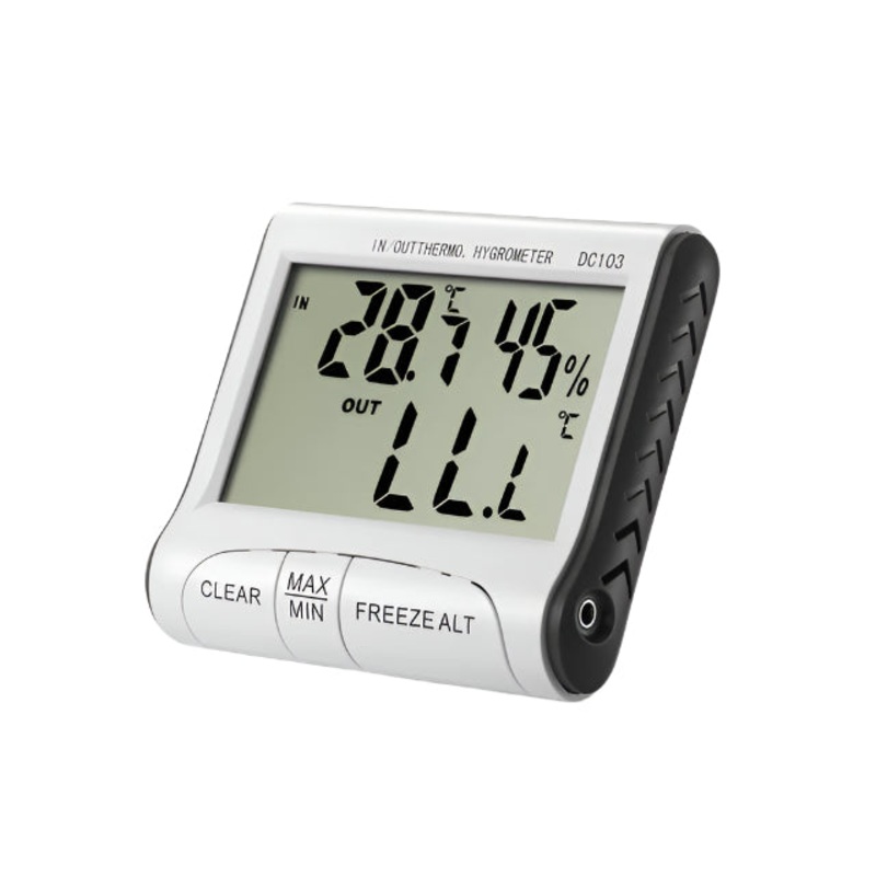 Eagletech DC103 Digital LCD Temperature Humidity Meter Clock Hygrometer Thermometer Indoor and Outdoor