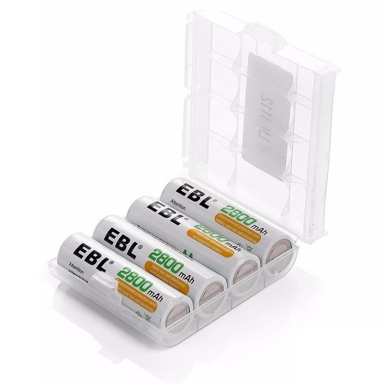 EBL LN-8112 1.2V AA 2800mAh High Power Ni-MH Nickel Metal Hydride Rechargeable Battery with Low Self Discharge, Environmental-Friendly Construction, and Included Storage Case for Portable and Emergency Electronics (Pack of 4)