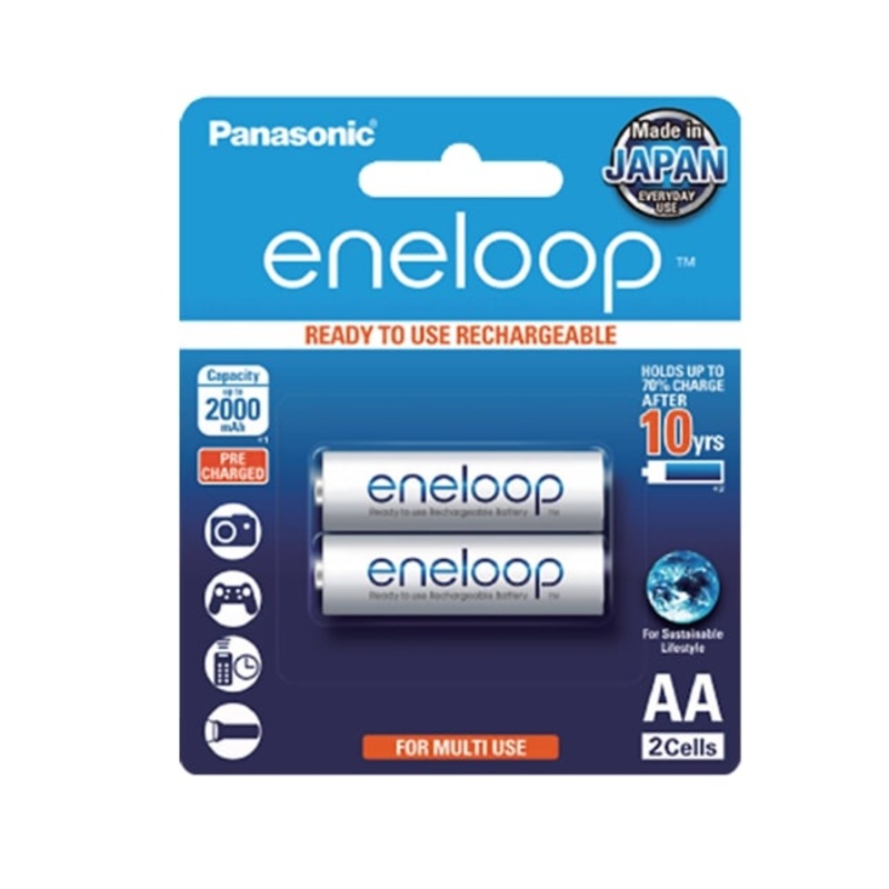 Eneloop AA Rechargeable Batteries x2 (White)