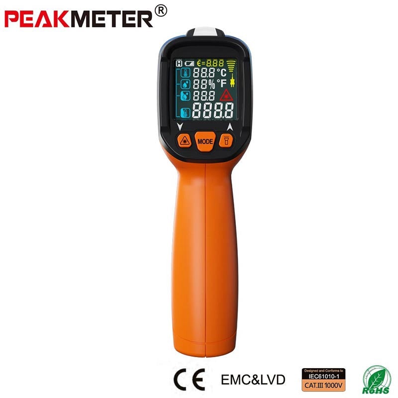 [CLEARANCE] PeakMeter PM6530D -50~800 with Humidity and Dew Point IRT K type Ambient UV Light Infrared Thermometer Gun