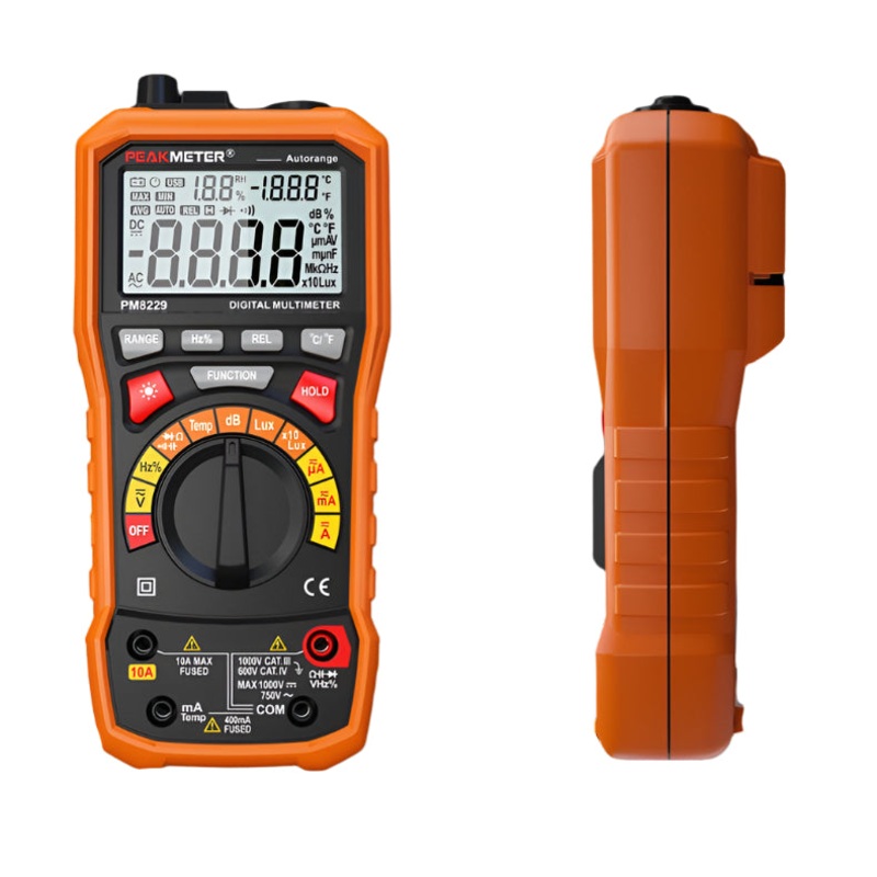 [CLEARANCE] PeakMeter PM8229 5 in 1 Auto Digital Multimeter With Multi-function Lux Sound Level Frequency Temperature Humidity Tester Meter