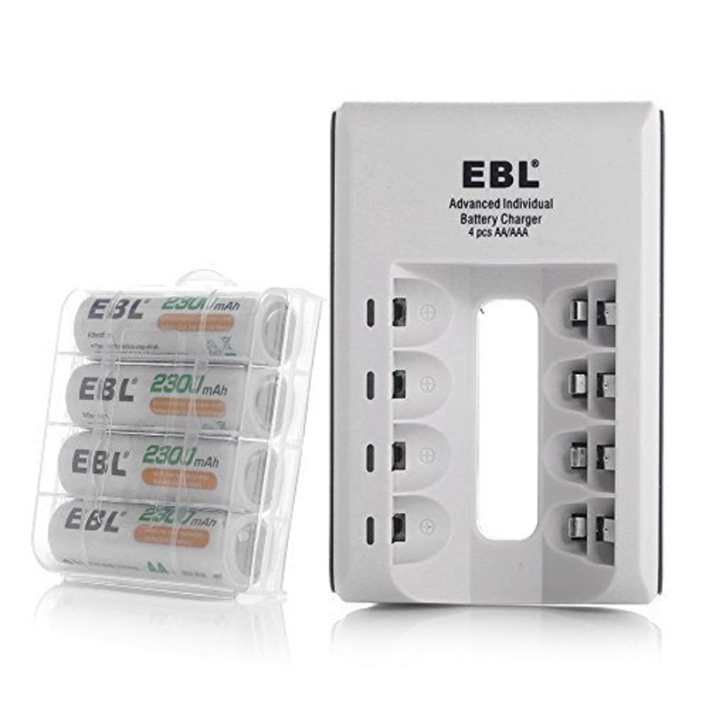 EBL LN-6420 807 4-Bay Battery Charger with Built-In Overheat and Over-Current Protection, LED Indicator Status Lights, and Micro USB Port for AA AAA Ni-MH and Ni-CD Rechargeable Batteries
