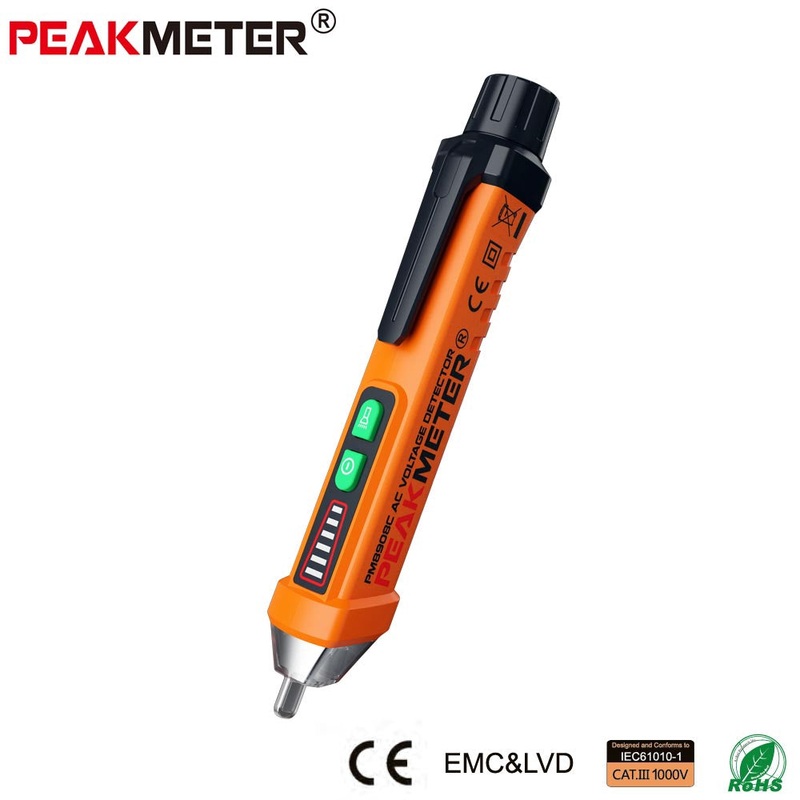 PeakMeter PM8908C Non-contact AC Voltage Detector Tester Meter 12V-1000V Pen style Voltage Detector