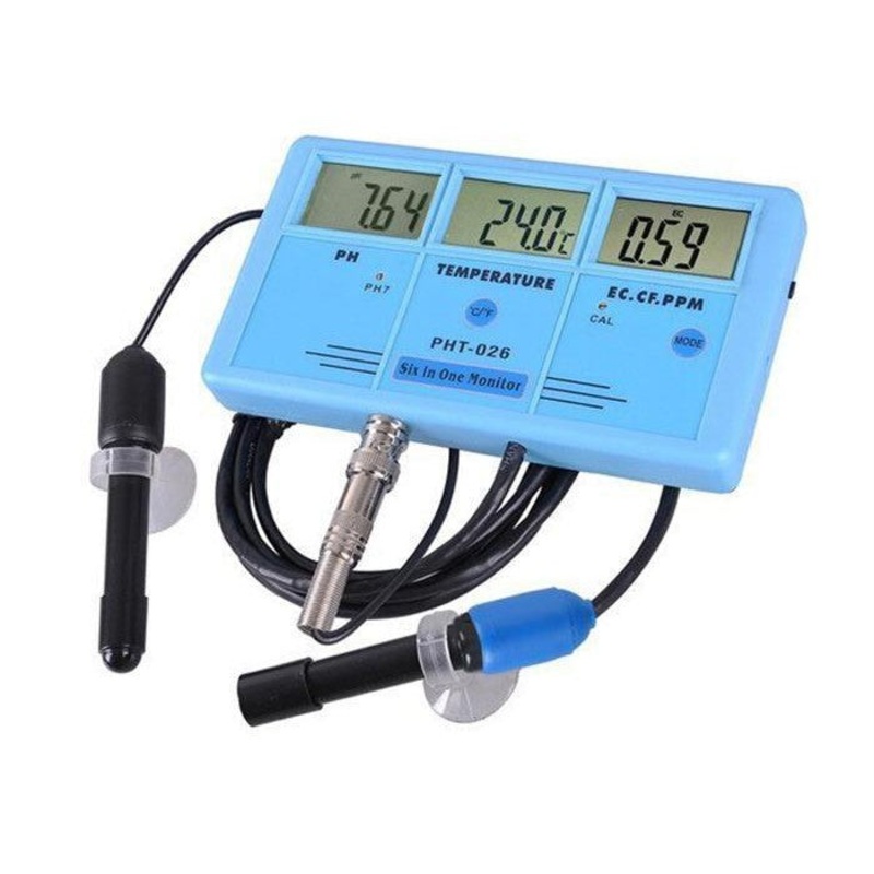 [CLEARANCE] PHT-026 Pro 6 in 1 Rechargeable Multifunction LCD Digital Meter Water Quality Tester EC CF TDS ppm PH C F