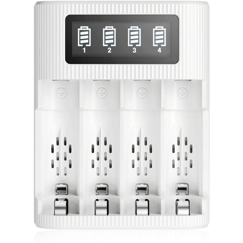 EBL TB-6409 Multifunctional Universal Smart Battery Charger with LCD Status Display, Independently Controlled Quick Charging Slots, and Built-In Overcharge Protection for AA-AAA Rechargeable Batteries