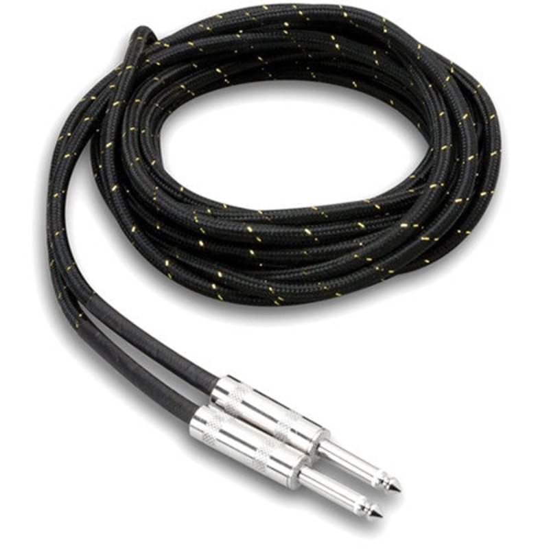 Hosa Technology 18C4 3GT Series Cloth Guitar Cable (Black/Gold) – 18′