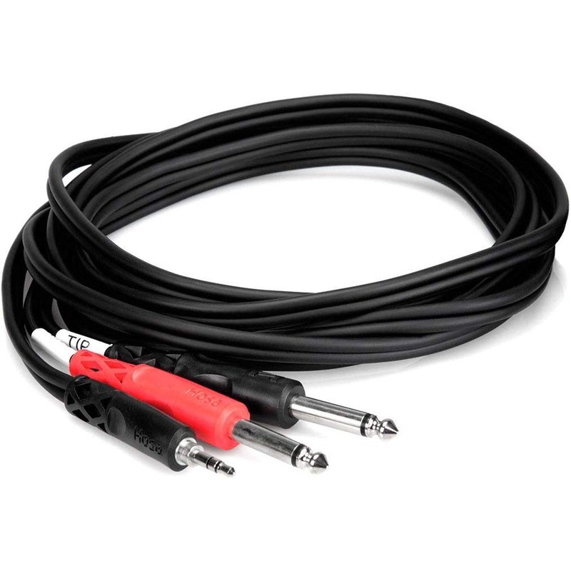 Hosa Technology CMP-159 Stereo Mini (3.5mm) Male to 2 Mono 1/4 Male Insert Y-Cable – 10′