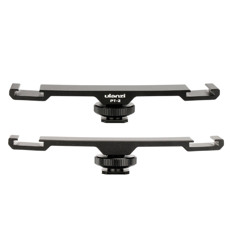Ulanzi PT-2 Double Hot Shoe Mount Extension Bar Dual Bracket With 1/4 Thread