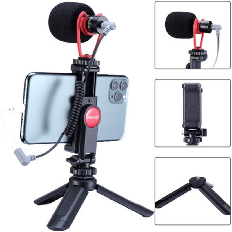 Ulanzi Smartphone Vlog Kit 2 – Sairen VM-Q1 Mic + Ulanzi MT-08 Mini Tripod + Ulanzi ST-07 Phone Holder for Vlogging Livestream YouTube