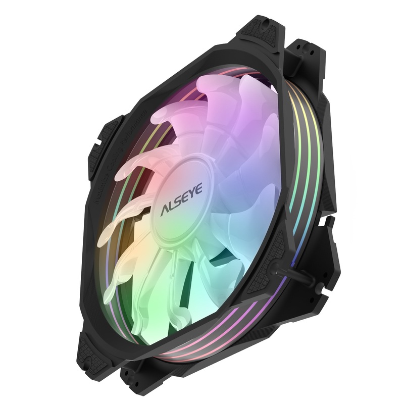 [CLEARANCE] Alseye MAX 120-PB 120PB RGB Case Fan with 2510-3pin and Molex 4-pin Connector RGB Computer Cooling Fan