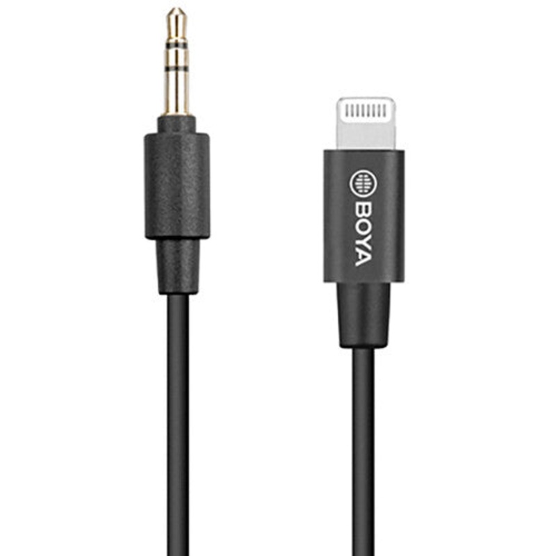 [CLEARANCE] Boya BY-K1 3.5mm TRS (Male) to 20cm (Male) Lightning Adapter Cable Compatible with iPhone iOS Devices