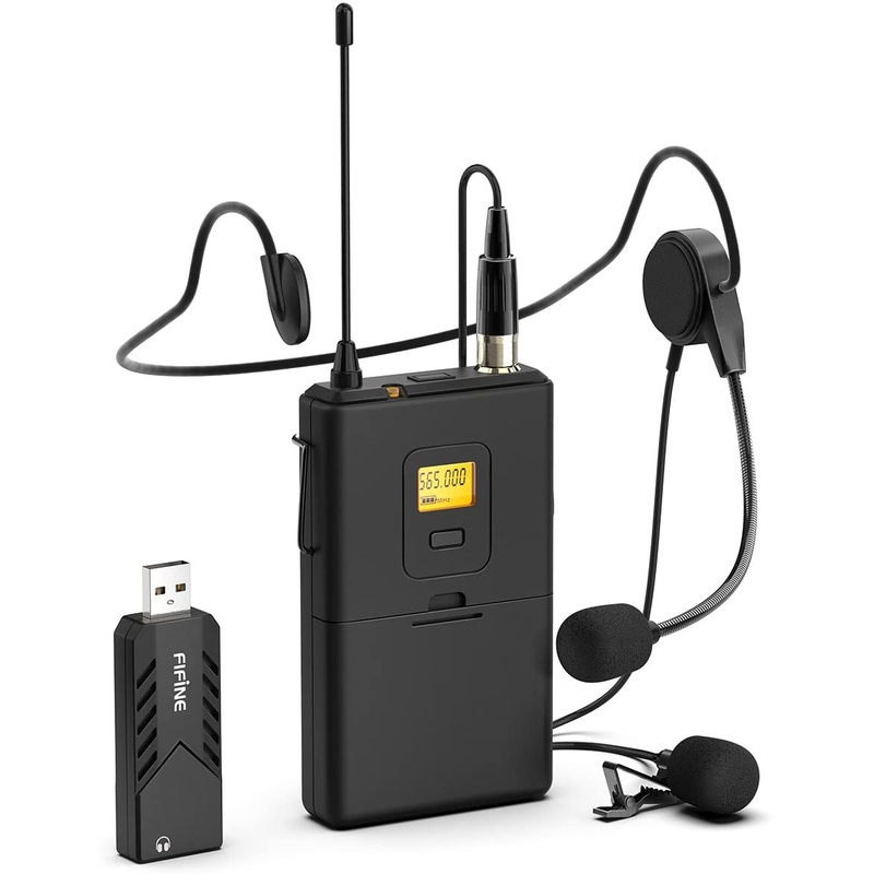[CLEARANCE] Fifine K031B Wireless USB Microphones for Computers, PC, Mac, USB Receiver, Transmitter, Headset and Clip Lavalier Lapel Mic