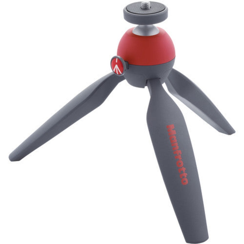[CLEARANCE] Manfrotto PIXI Mini Table Top Tripod for DSLR Cameras for Vlogging, Live Streamings (Red & Gray)