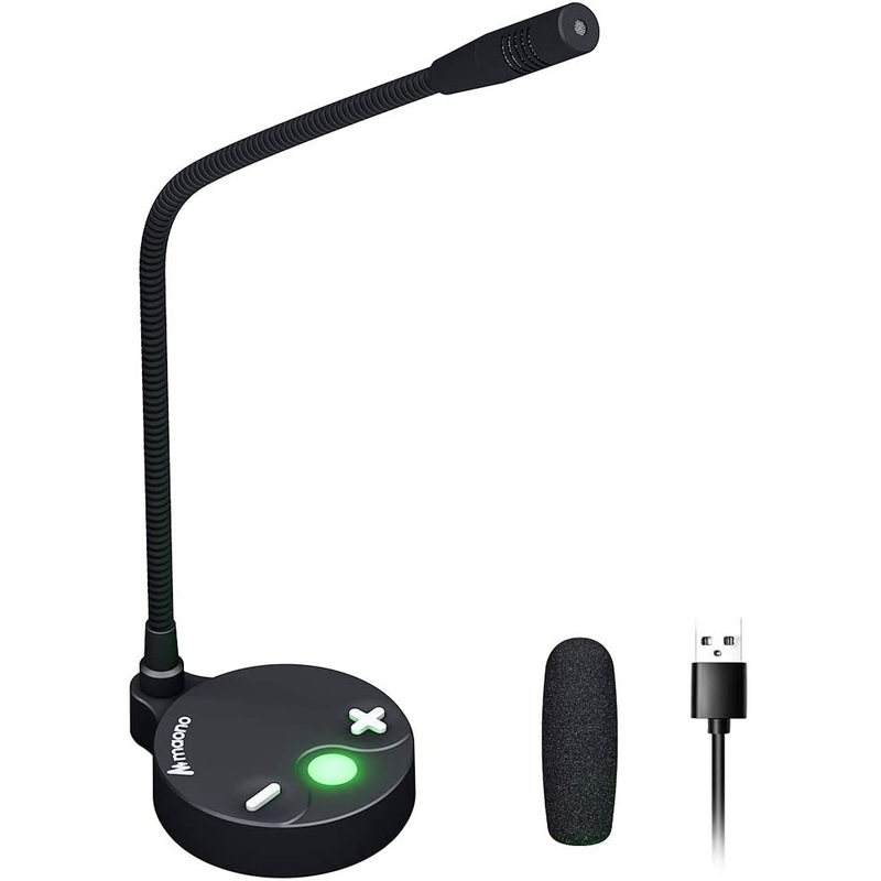 [CLEARANCE] Maono AU-GM10 GM10 Metal USB Cardioid Condenser Gooseneck Desktop Microphone with Volume Control and Led Indicator for Podcasting, Conferences, Interviews, Meetings