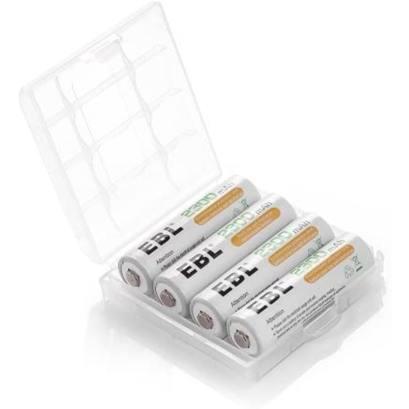 EBL LN-8111 Home Basic 1.2V AA 2300mAh NiMH Nickel Metal Hydride Rechargeable Batteries with Included Storage Case for Portable and Emergency Electronics (Pack of 4)