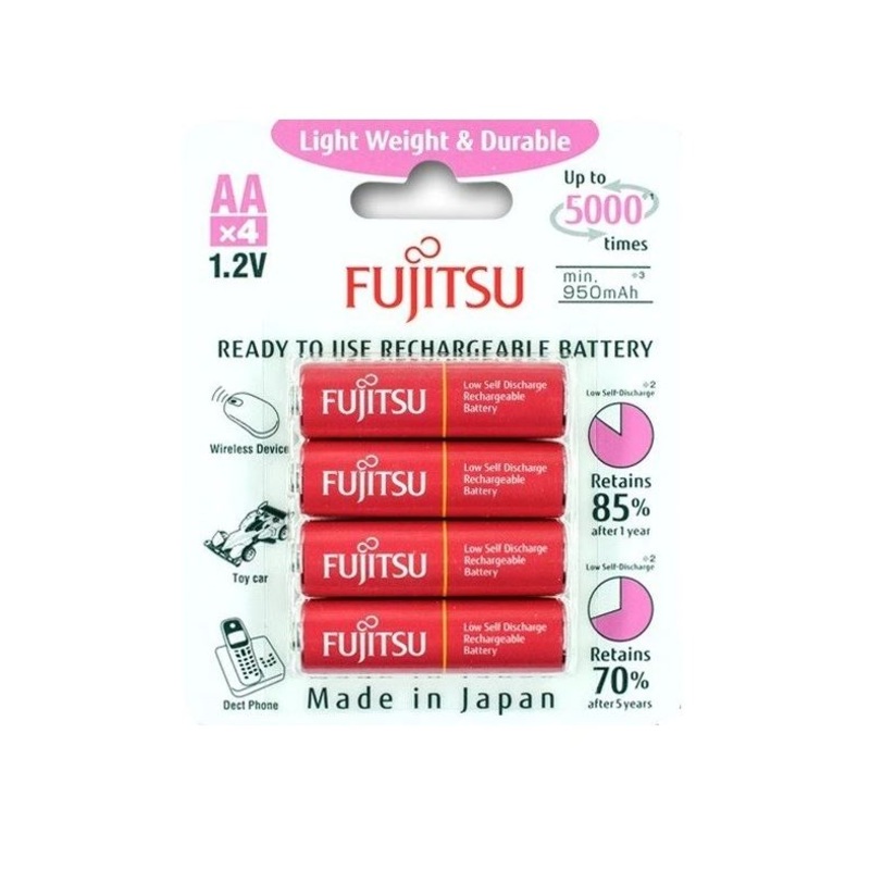 Fujitsu Lite 1.2V 950mAh Ni-MH Low Self-Discharge Rechargeable |  HR3UTLA AA Battery Pack of 4