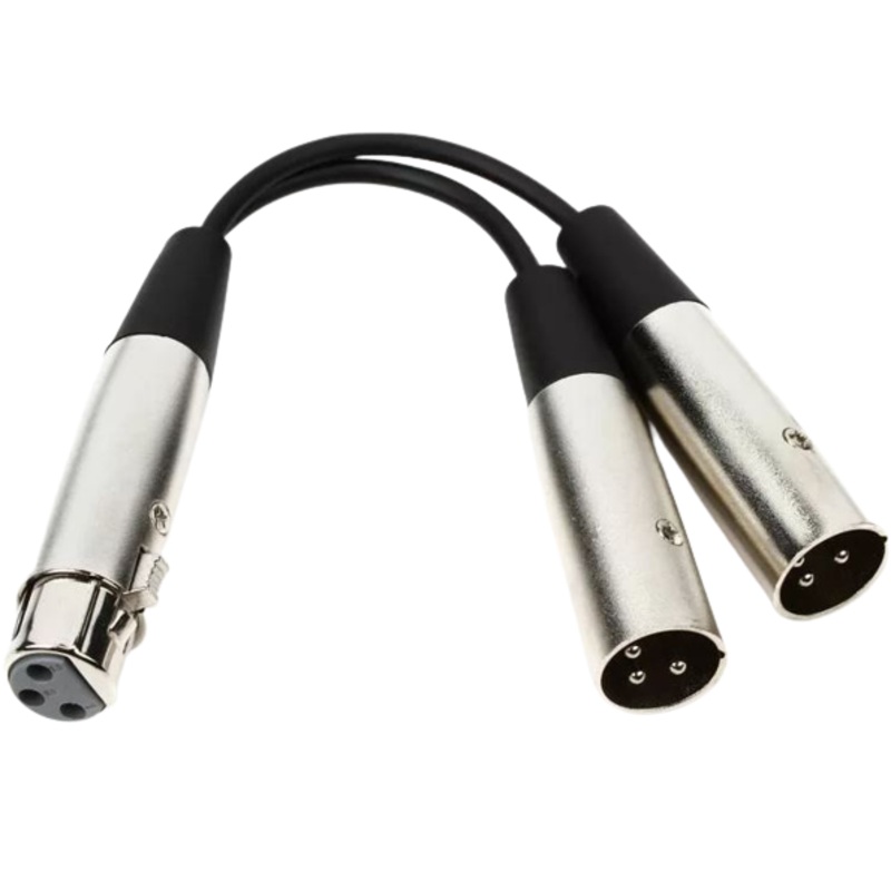 Hosa YXM-121 Y Cable – XLR Female to Dual XLR Male – 6-inch