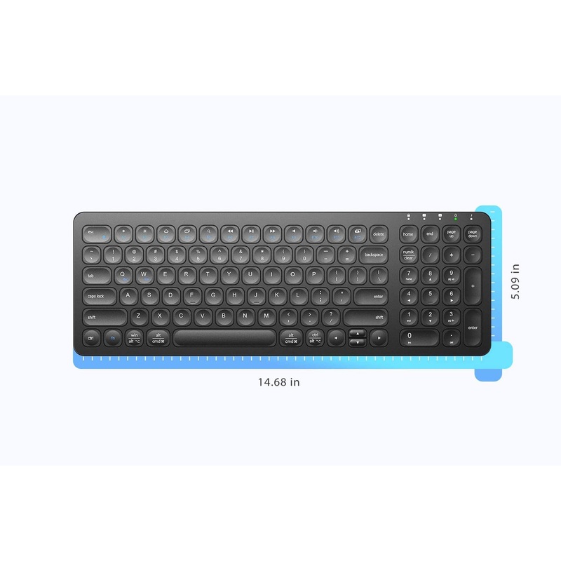 iClever GKA2-01B 2.4GHz 15 x 5 Inch Wireless Rechargeable Keyboard and Number Pad with Mac and Windows Compatibility GKA2 01B
