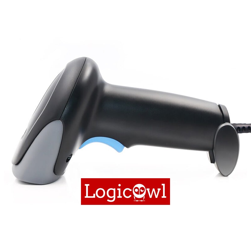 LogicOwl 1D 2D Laser Handheld QR Barcode Scanner with Stand Wired Bar Code Reader Automatic CMOS for Image Scanner, Screen Scan Support Plug and Play for Store, Supermarket and Warehouse Inventory