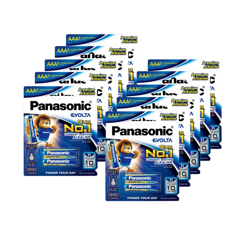 Panasonic LR03EG/2B Evolta AAA (Pack of 2) Premium Alkaline Batteries 1.5V Battery (PACK OF 10)