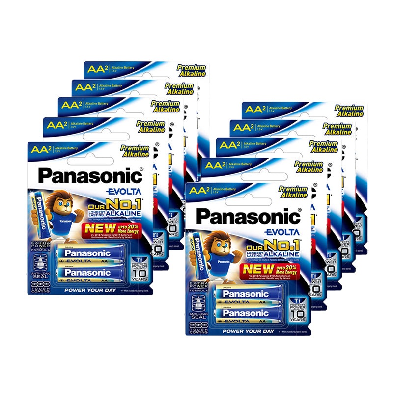 Panasonic LR6EG/2B Evolta AA (Pack of 2) Premium Alkaline Batteries 1.5V Battery (PACK OF 10)