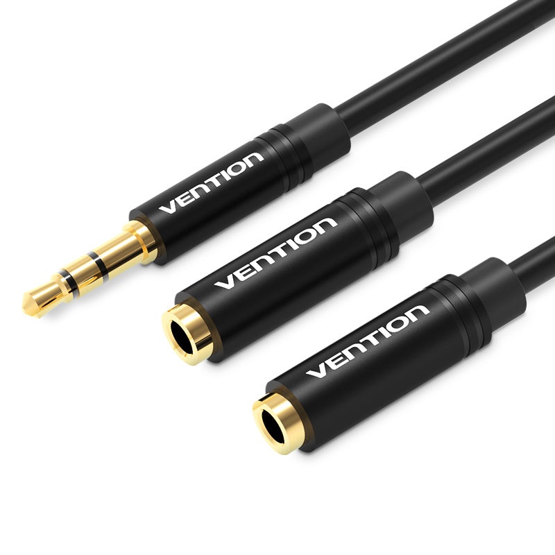 [CLEARANCE] Vention TRS 3.5mm Male to Dual TRS 3.5mm Female 0.3-Meter Gold Plated (BBW) Audio Splitter Cable for Mobile Phones, Laptops, Speakers