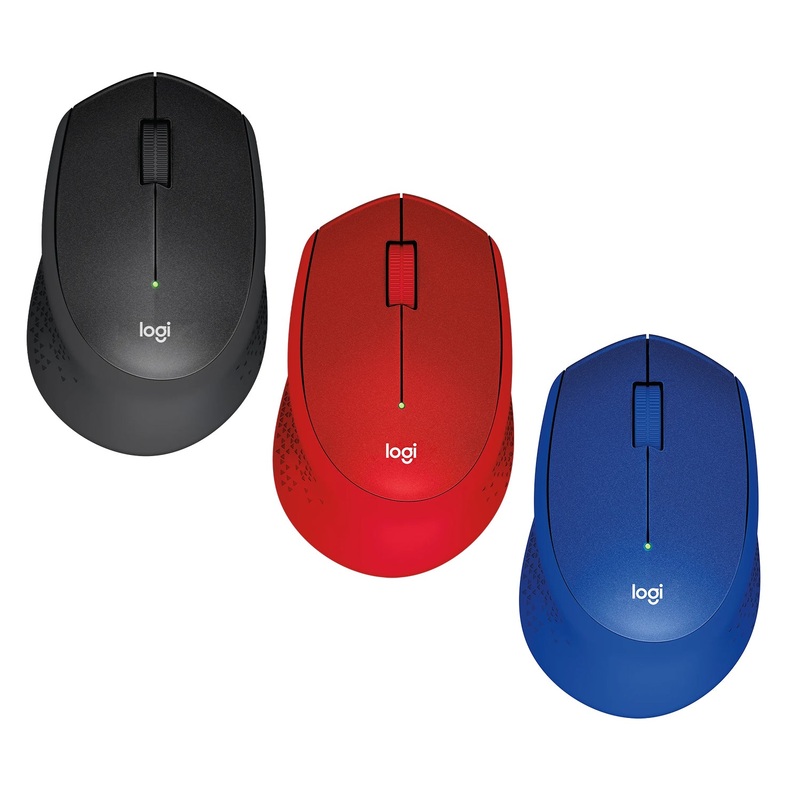 Logitech M331 2.4GHz Silent Plus Wireless Mouse with 1000 DPI USB Nano Receiver for PC, Mac & Laptop (Blue, Black, Red)