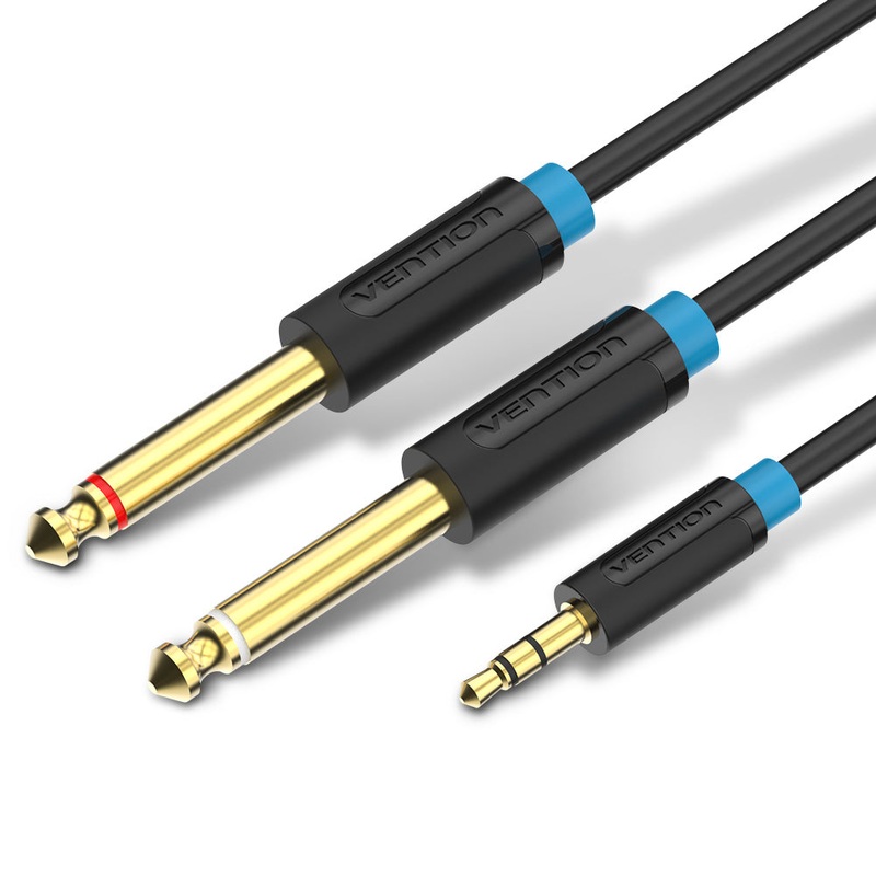 Vention 3.5mm Male to 2 6.5mm L / R Channel Male 5-Meters Gold Plated (BAC) Audio Cable for Amplifiers, Sound Box, Laptops, Mobile Phones (Available in Different Lengths)