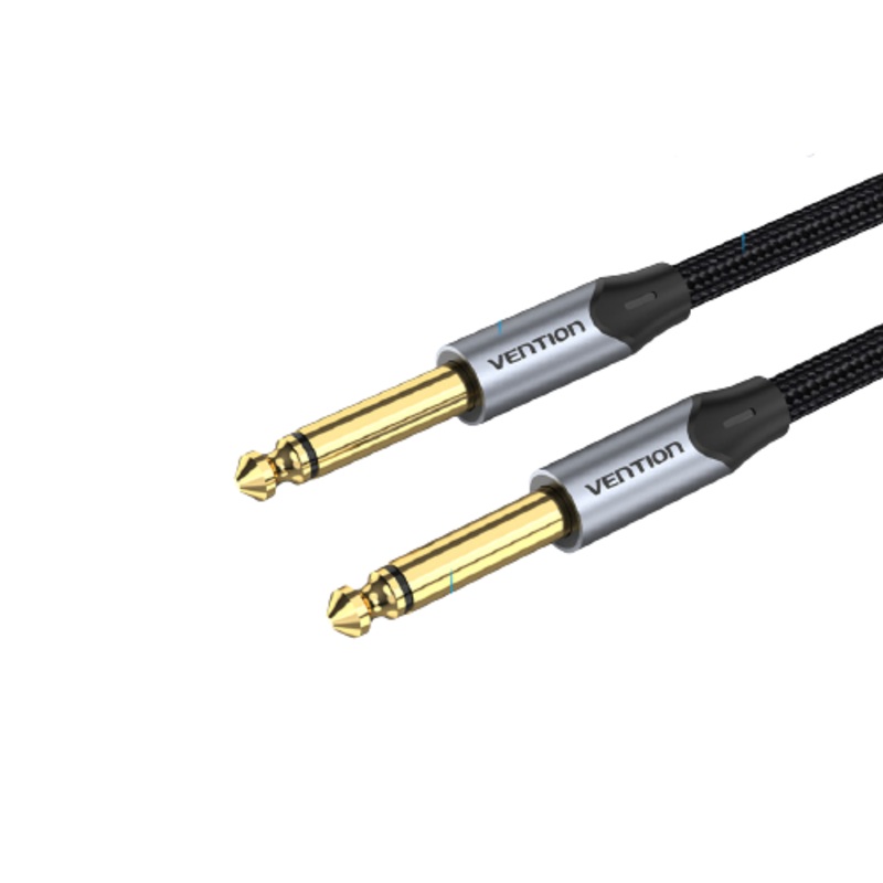 Vention 6.5mm Jack Male to 6.5mm Jack Male Cotton Braided Gold Plated 2-Meters (BAS) Audio Cable for Musical Instruments, Speakers, Amplifiers, Mixers