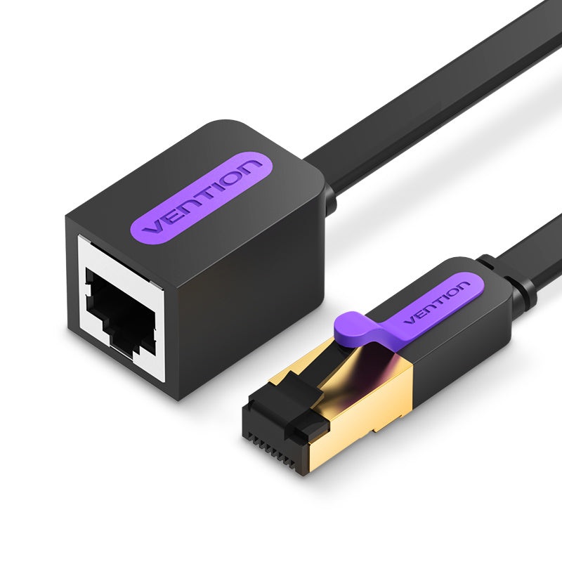 Vention CAT7 Ethernet Flat Cable FTP 10Gbps 600MHz (Male to Female) High Speed Lan Network Wire Cord for Internet Router PC Modem (ICB)