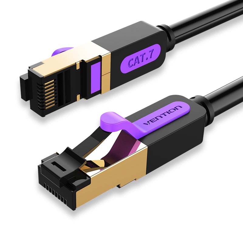 Vention CAT7 Ethernet Round Cable SSTP Patch Cable 10Gbps 600MHz Super Speed Lan Network Wire Cord for Internet Router PC Modem (ICDB) (Available in 0.5M, 1M, 1.5M, 2M, 3M & 5M)