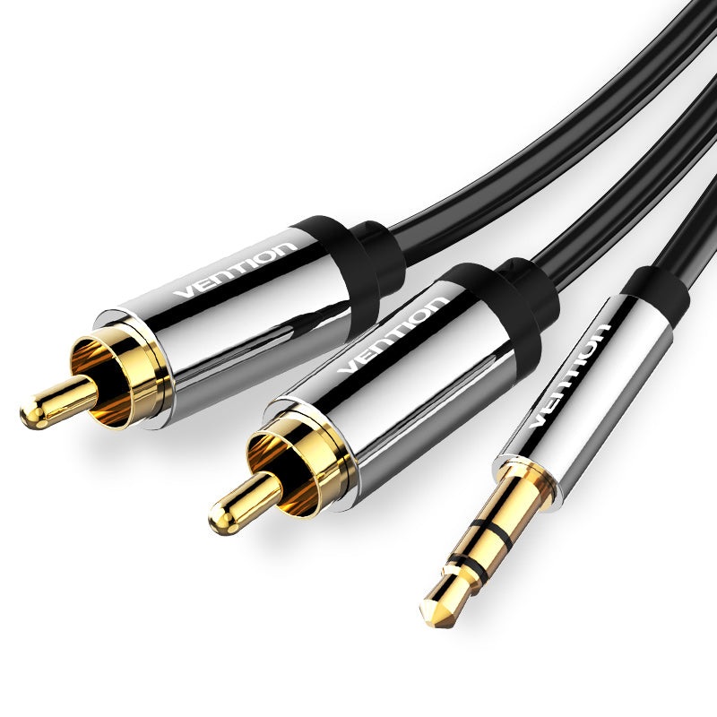 Vention TRS 3.5mm Male to Dual RCA Male Gold Plated (BCF) Audio Cable for Amplifiers, Laptops, Mixers, Mobile Phones (Available in 1M, 1.5M, 2M, 3M, 5M, and 10M)