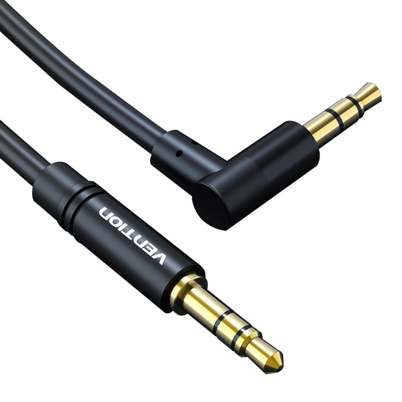 Vention TRS 3.5mm Male to TRS Right-Angle 3.5mm Male TPE Elastic 1.5-Meters Gold Plated (BAK-T) Audio Cable for Mobile Phones, Speakers, Laptops, PC