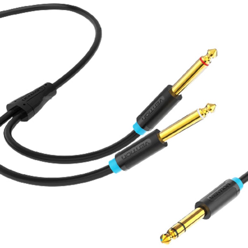 Vention TS 6.5mm Male to Dual 6.5mm (L/R) Male Gold Plated (BAT) Audio Cable for Musical Instruments, Speakers, Mixers, Amplifiers (Available in 1M, 2M, 3M, and 5M)