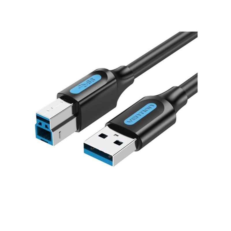 Vention USB 3.0 A Male to B Male Cable PVC Type (COO) 5Gbps High Speed for HDD Case, Blu-Ray Drive & Web Camera 2M Black