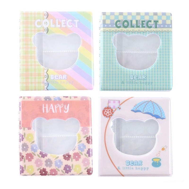 [CLEARANCE] Pikxi 68 Pockets Cute Bear Mini Instant Film Photo Album with 17 Pages Transparent for FUJIFILM Instax Mini Film Camera, Picture and Card Holder | AMH68-01 GREEN
