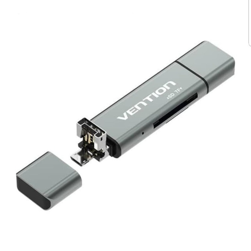 [CLEARANCE] Vention Multi-Function USB 2.0 Card Reader Converter 480Mbps for Windows, Mac OS, Android (CCJ) Gray