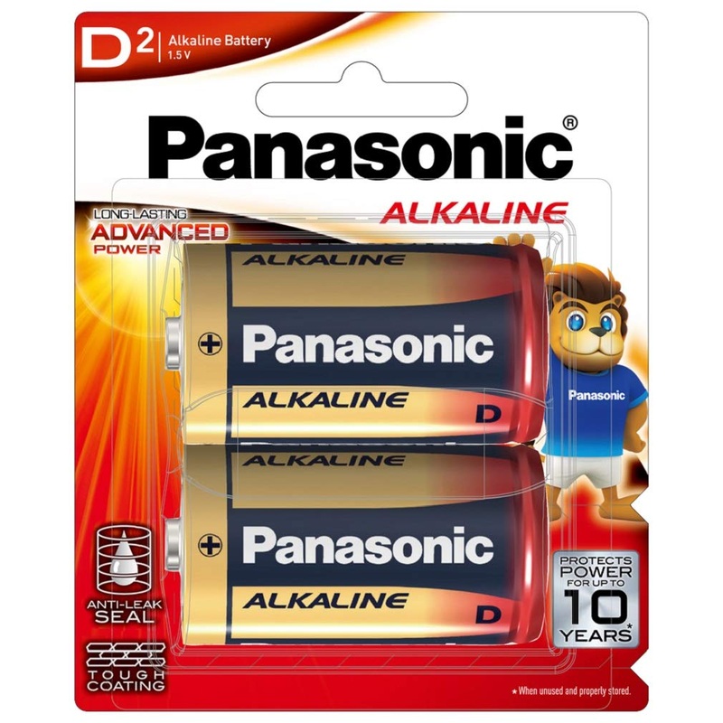 Panasonic Alkaline D Size Batteries (Pack of 2) 1.5V Battery – LR20T/2B