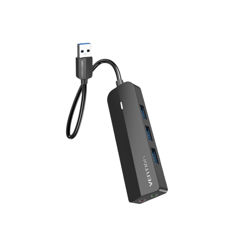 Vention 6-in-1 Port USB 3.0 Hub Mix Sound Card with Power Supply 5Gbps High Speed Tinned Copper (CHIBB)