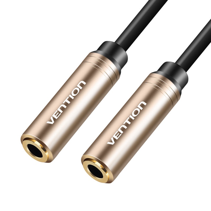 Vention TRS 3.5mm Female to TRS 3.5mm Female 0.3-Meter Gold Plated (BFABY) Audio Extension Cable for PC, Laptops, Mobile Phones, Tablets, Macbook